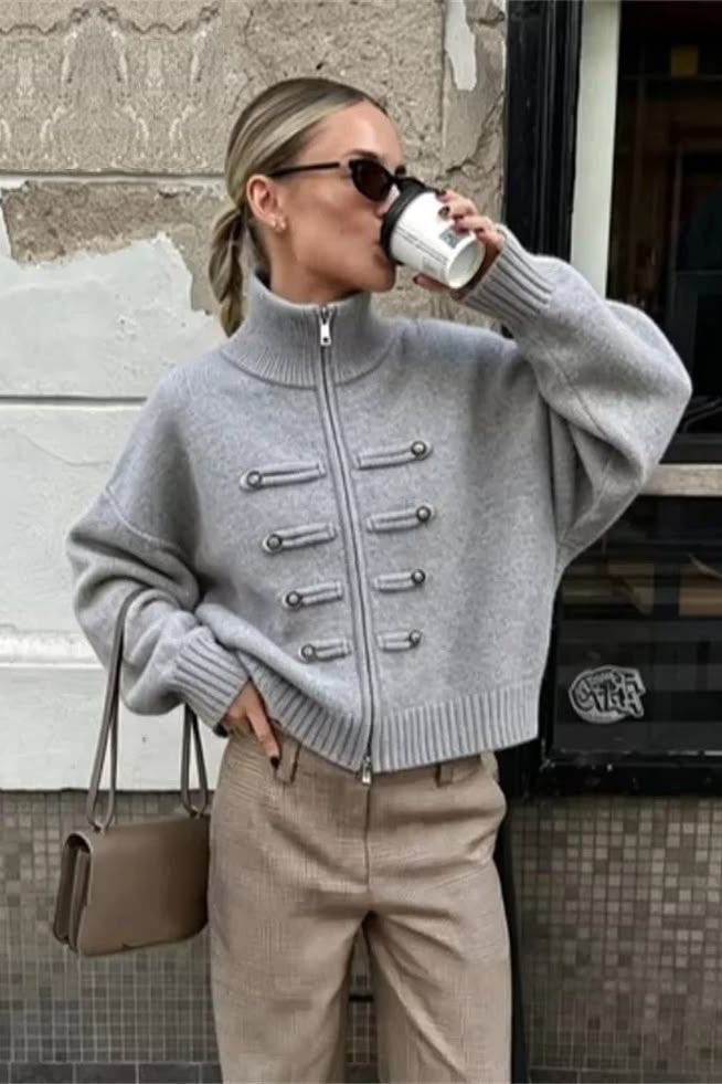 ZEYA - Helena Turtleneck Zip Knit Cardigan
