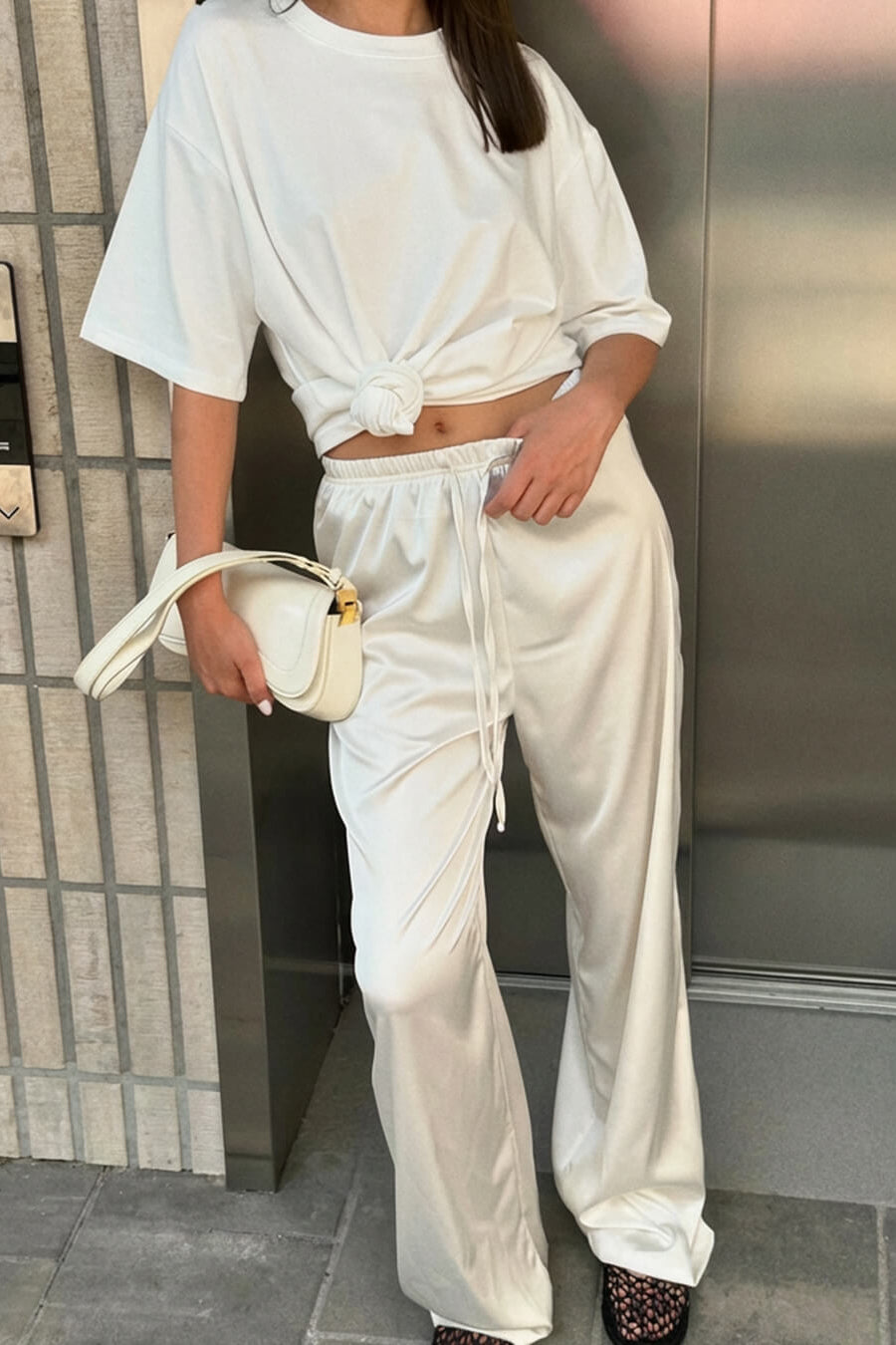 ZEYA - Henna High Waist Satin Wide Leg Trousers