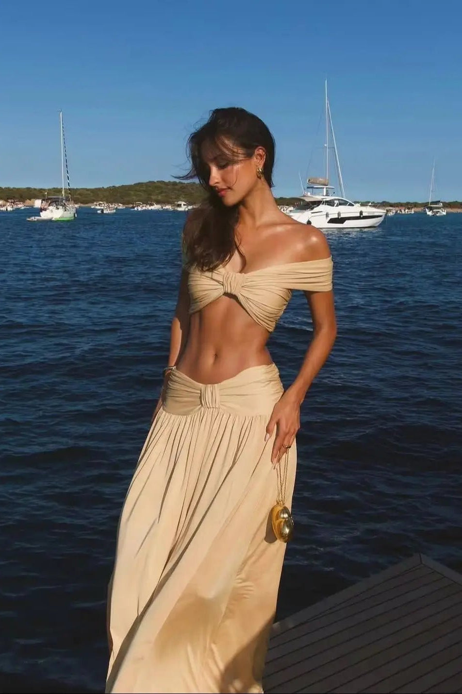 ZEYA - Hilde Off-Shoulder Twist Crop Top Set