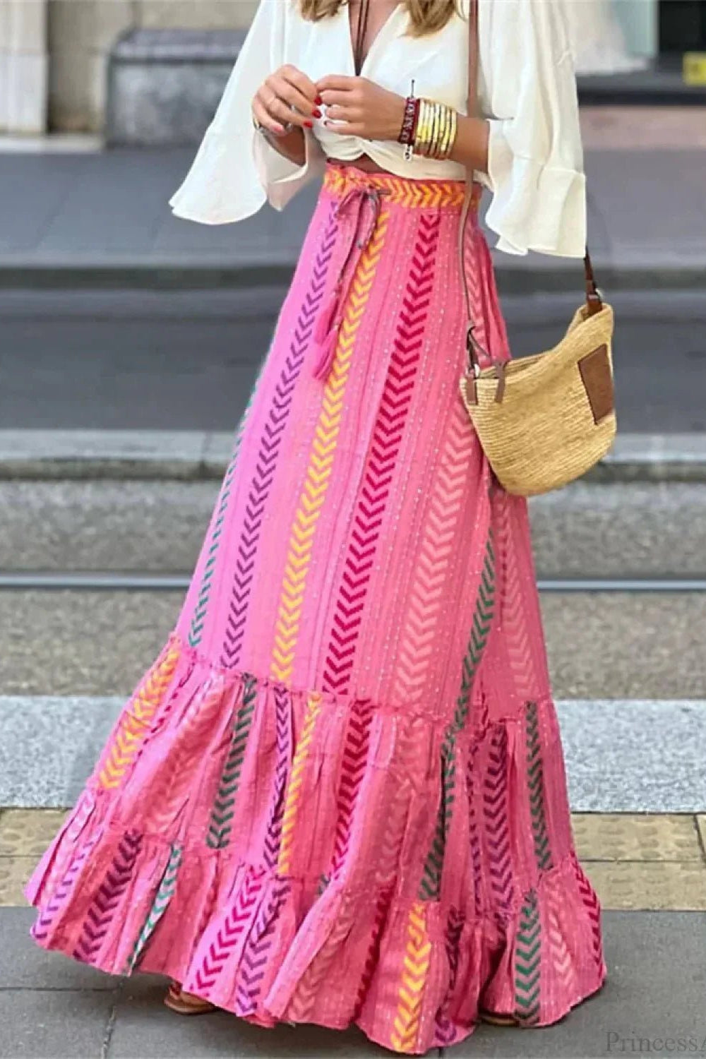 ZEYA - Imara Flowy Boho Print Ruffled Skirt