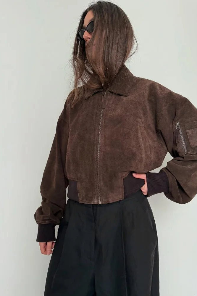 ZEYA - Iza Suede Bomber Jacket
