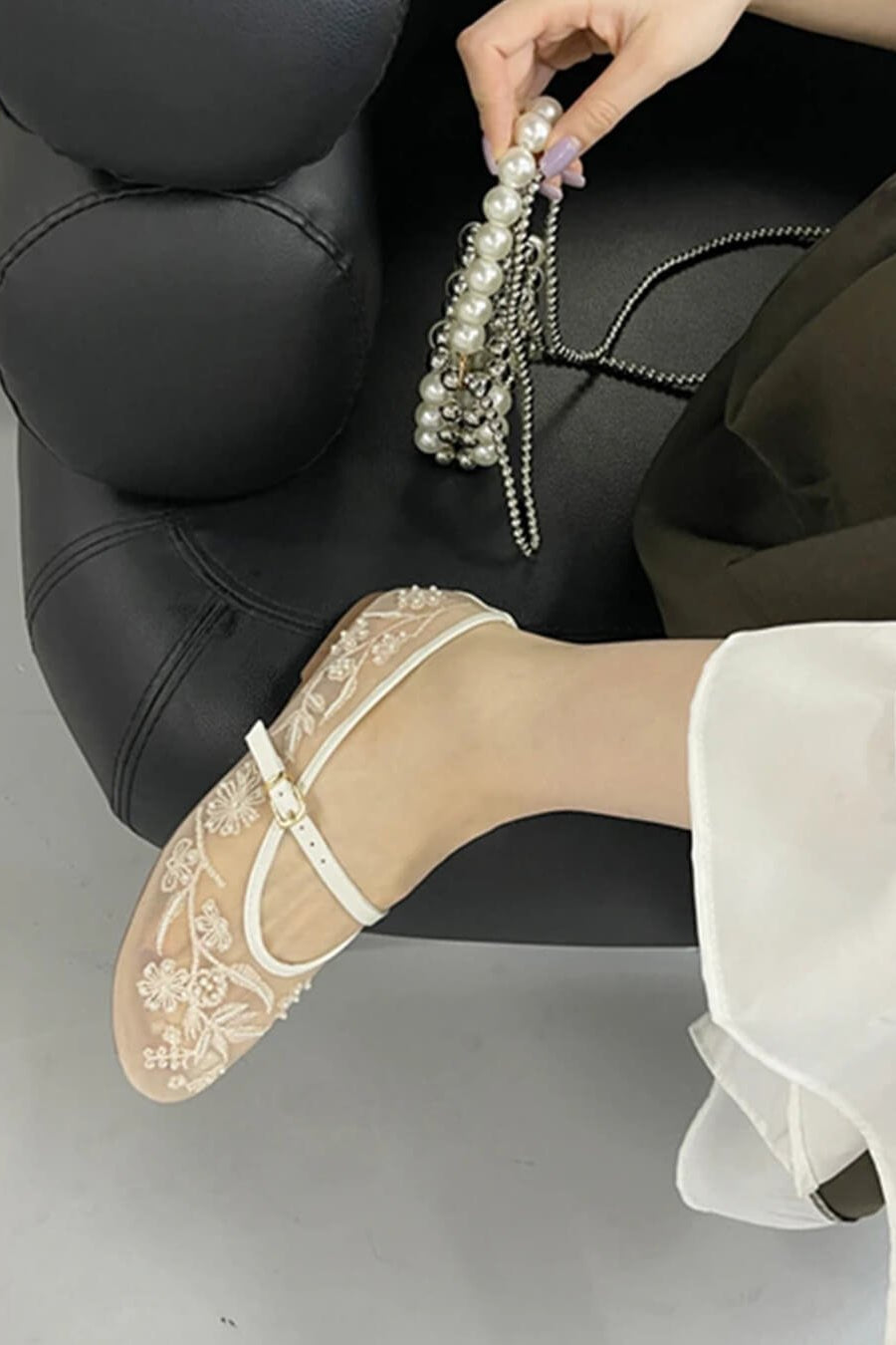 ZEYA - Jenny Beaded Mesh Ballet Flats
