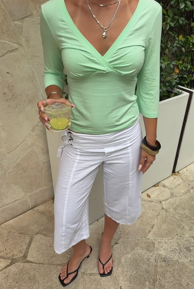 ZEYA - Jillian Deep V Midi Sleeve Tee