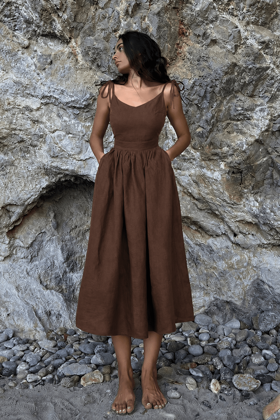 ZEYA - Joanna Backless Tie-Strap Midi Dress