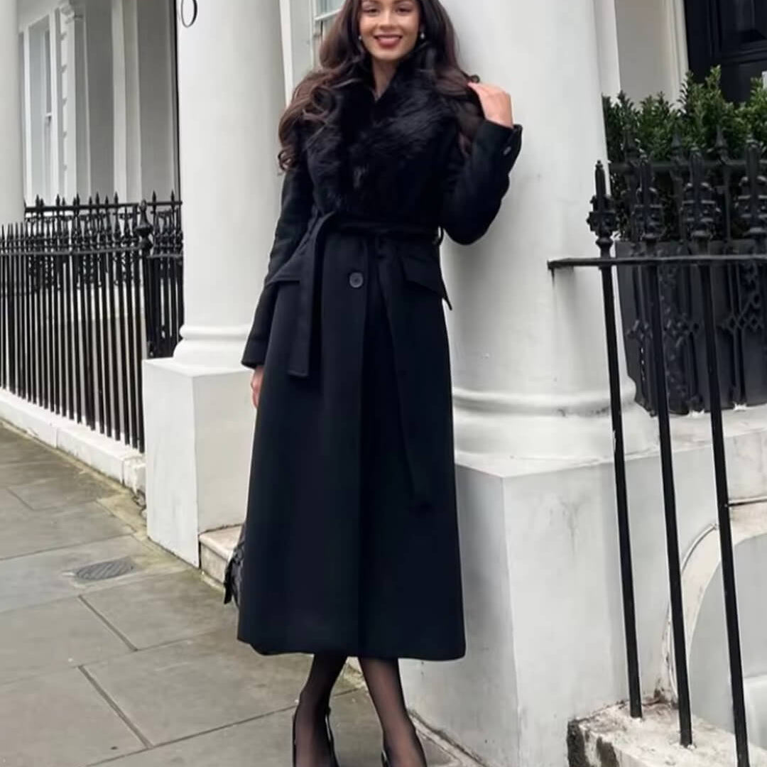 ZEYA - Josie Faux Fur Collar Maxi Coat