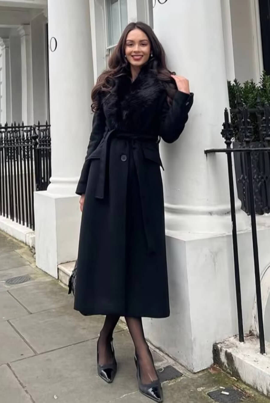 ZEYA - Josie Faux Fur Collar Maxi Coat