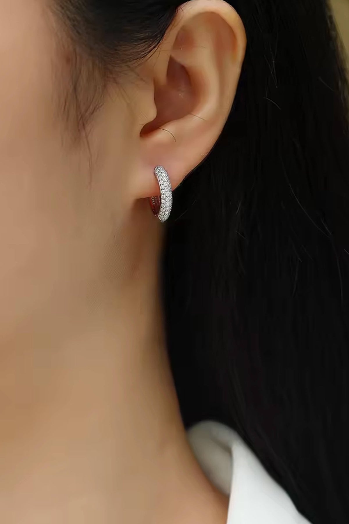 ZEYA - Juliette - Earrings with Zirconia Stones, Minimalist Hoop Design for Women