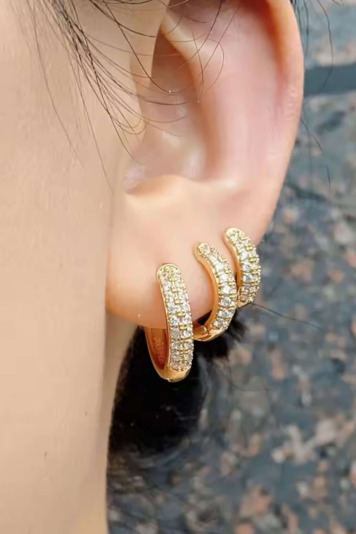 ZEYA - Juliette - Earrings with Zirconia Stones, Minimalist Hoop Design for Women