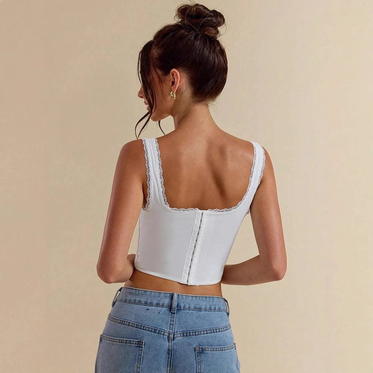 ZEYA - Juno Lace Trim Strappy Button Top