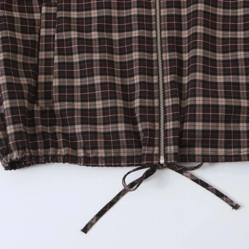 ZEYA - Leah Checked Collar Zip Jacket