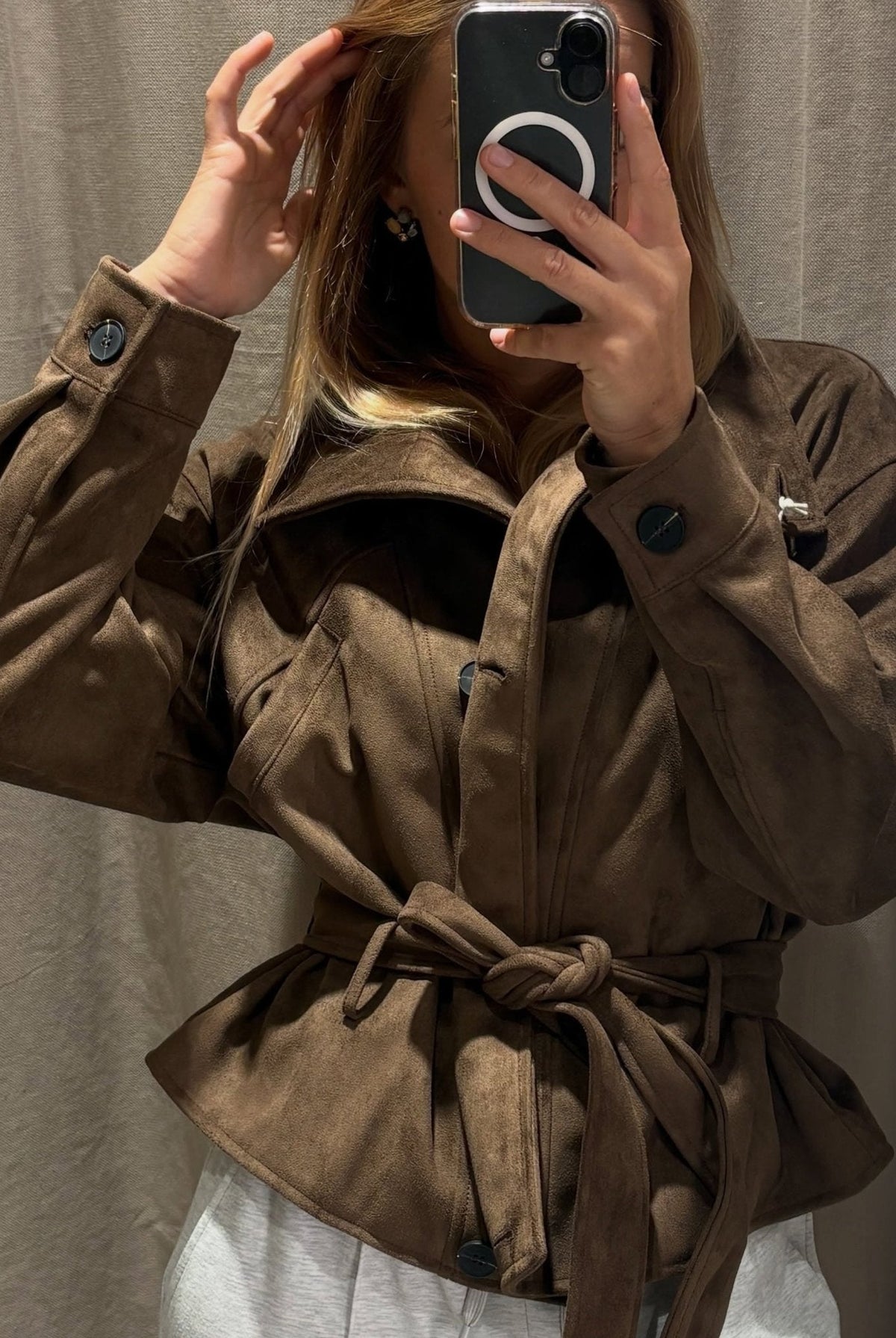ZEYA - Letty Faux Suede Lace Up Jacket
