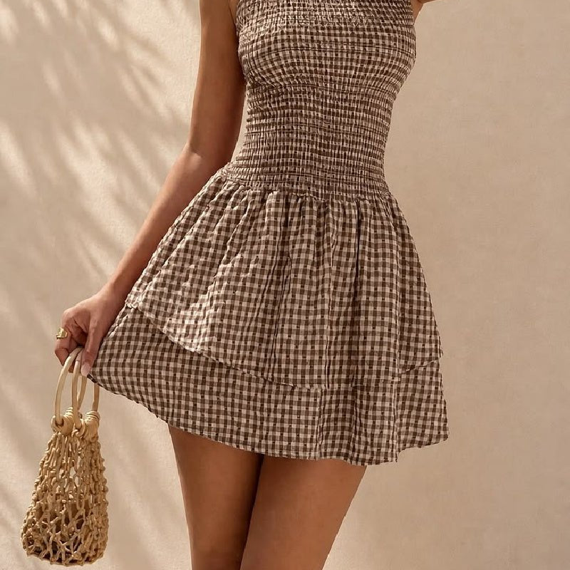 ZEYA - Linda Plaid Smocked Mini Dress