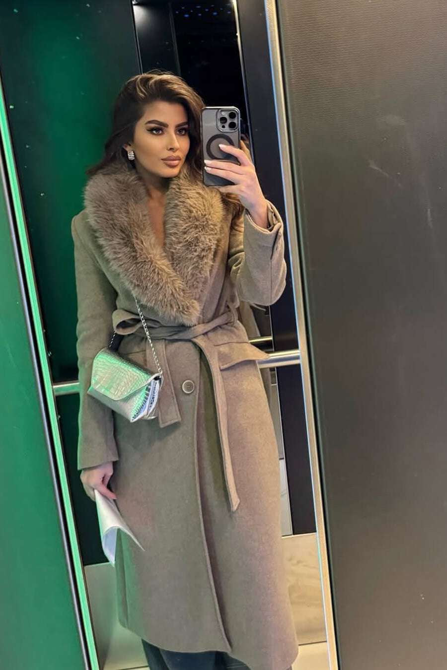 ZEYA - Lola Faux Fur Collar Maxi Coat
