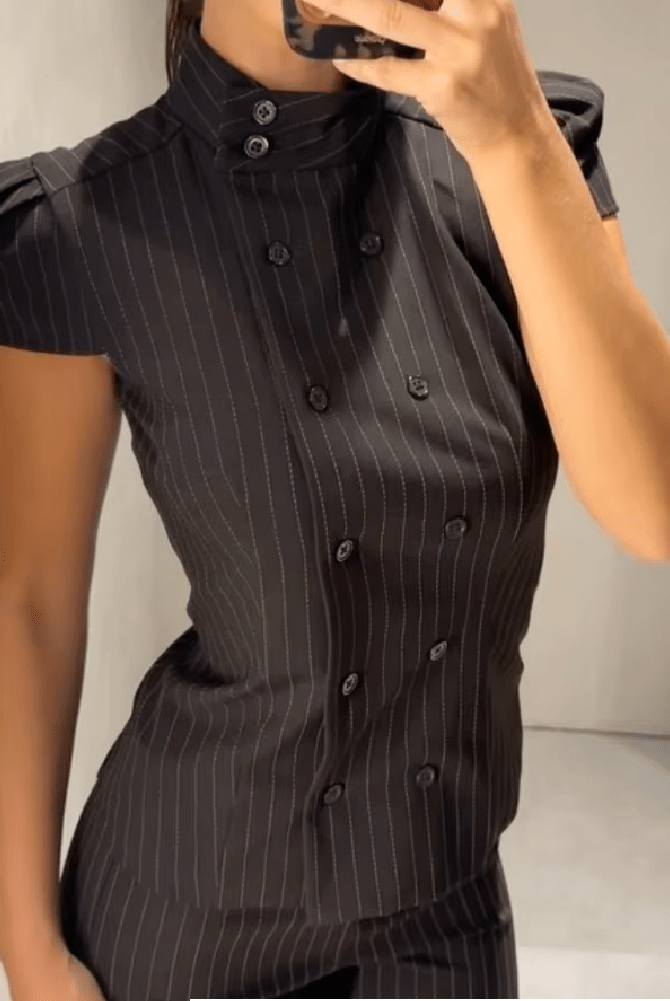 ZEYA - Lola Plaid High Neck Fitted Blouse
