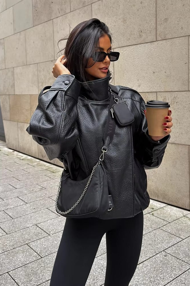 ZEYA - Lucille Asymmetrical Leather Jacket