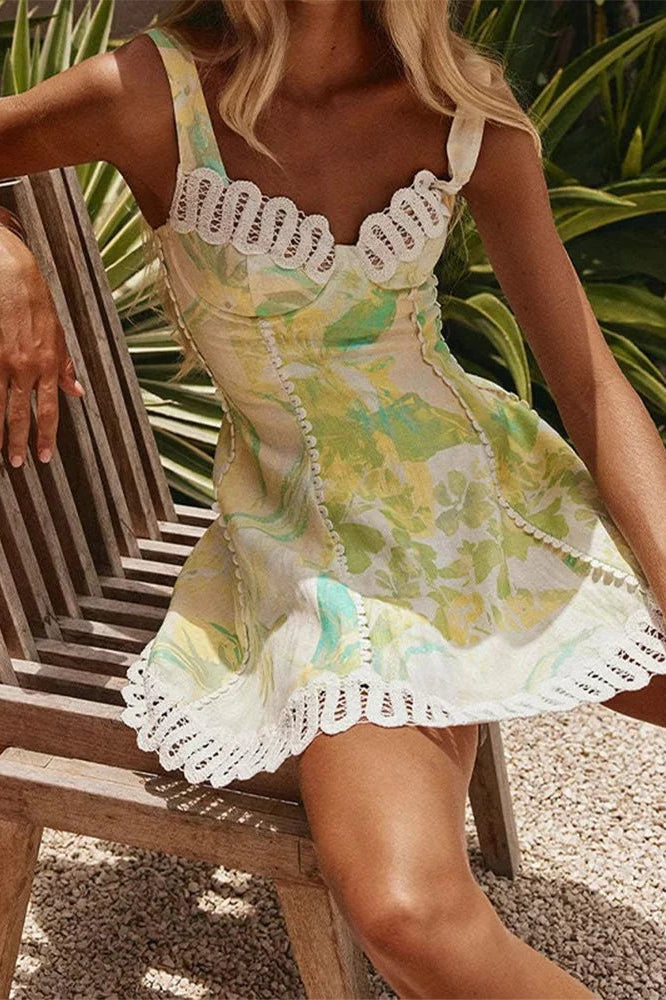 ZEYA - Maia Floral Linen Corset Mini Dress