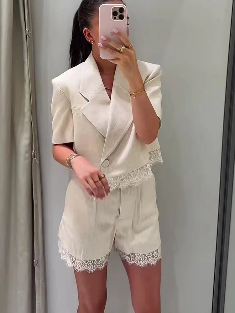ZEYA - Margot Lace Detail Two-Piece Short Set