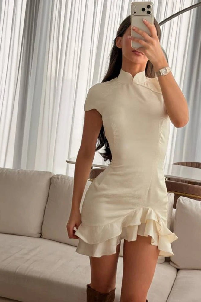 ZEYA - Mariana Satin Patchwork Lace Collar Dress
