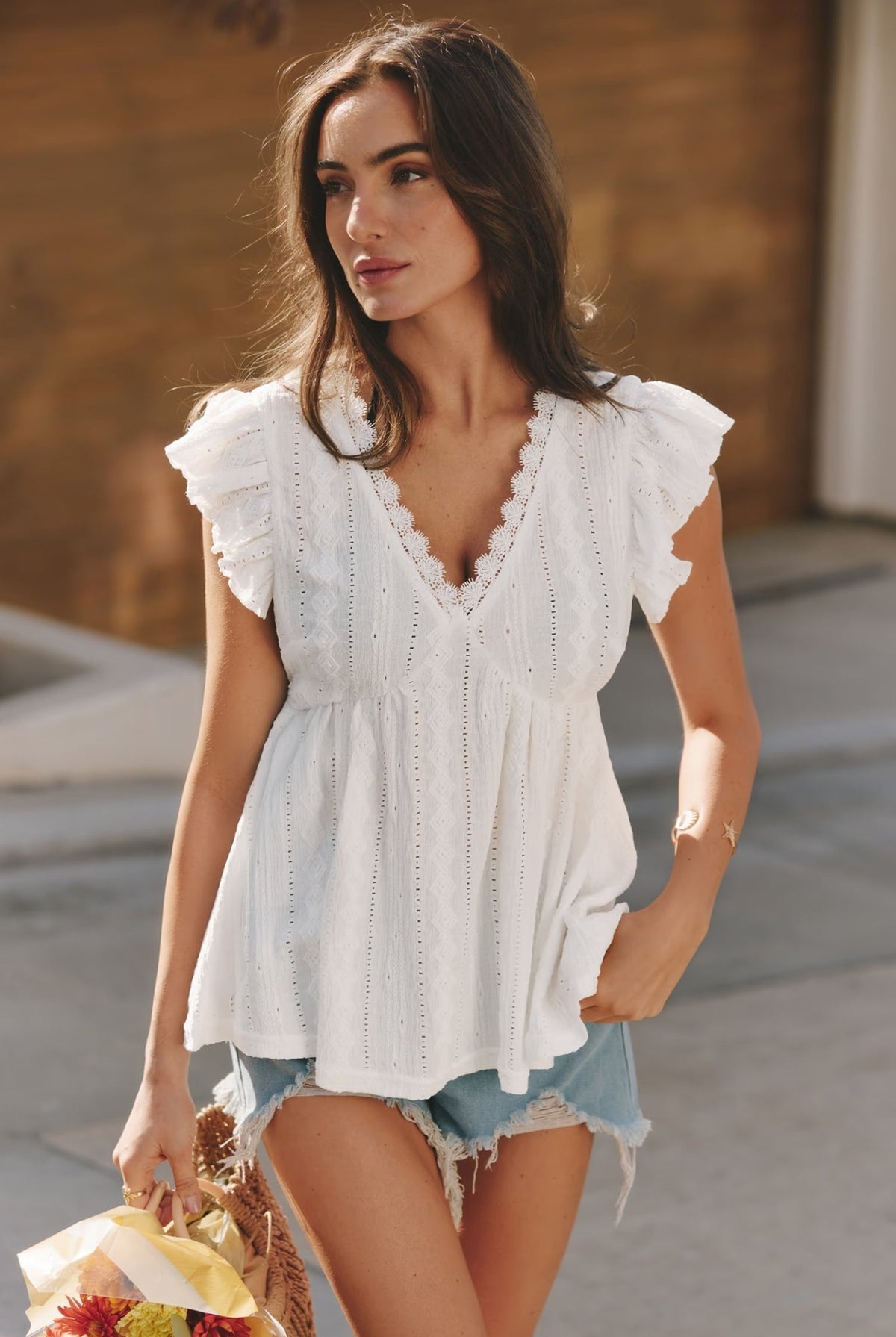 ZEYA - Marlene Ruffled V-Neck Blouse