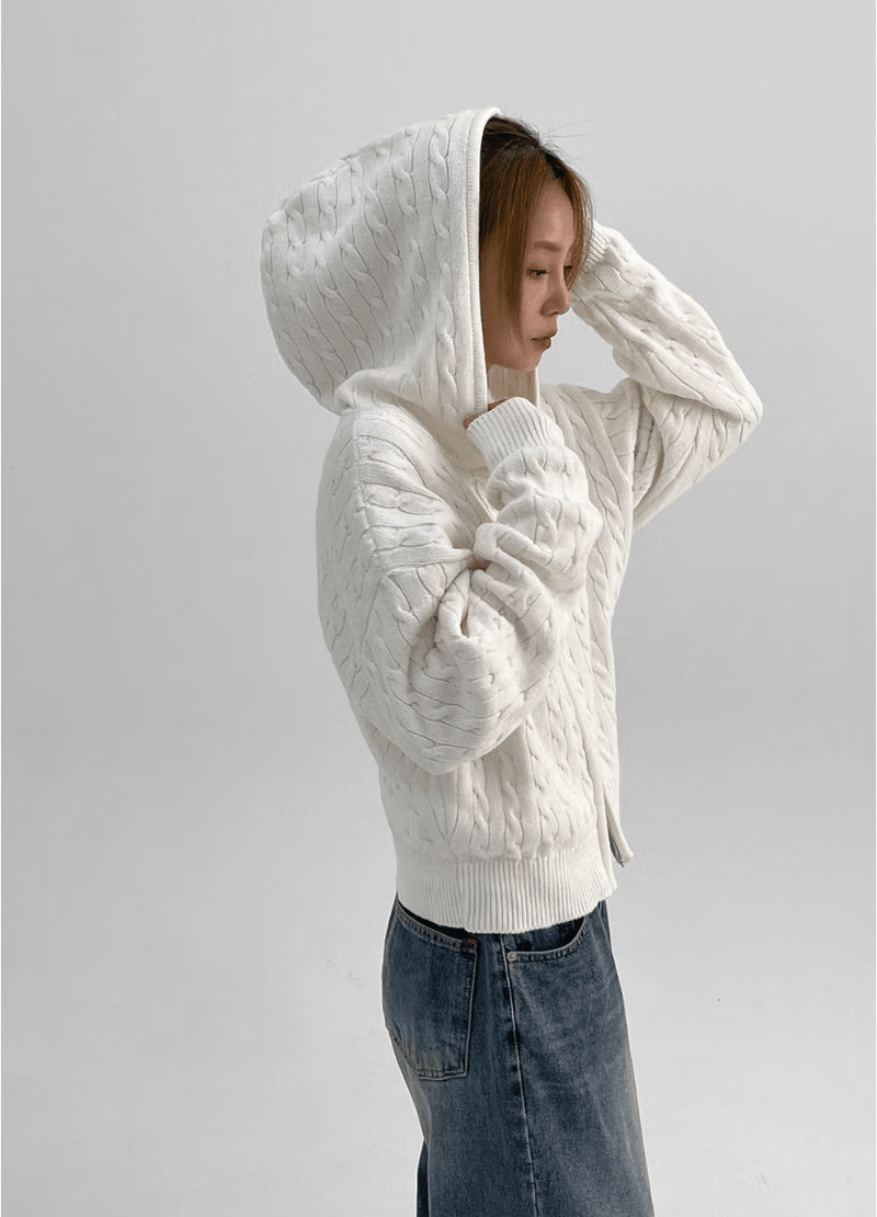 ZEYA - Melanie High Neck Zip Up Knit Cardigan