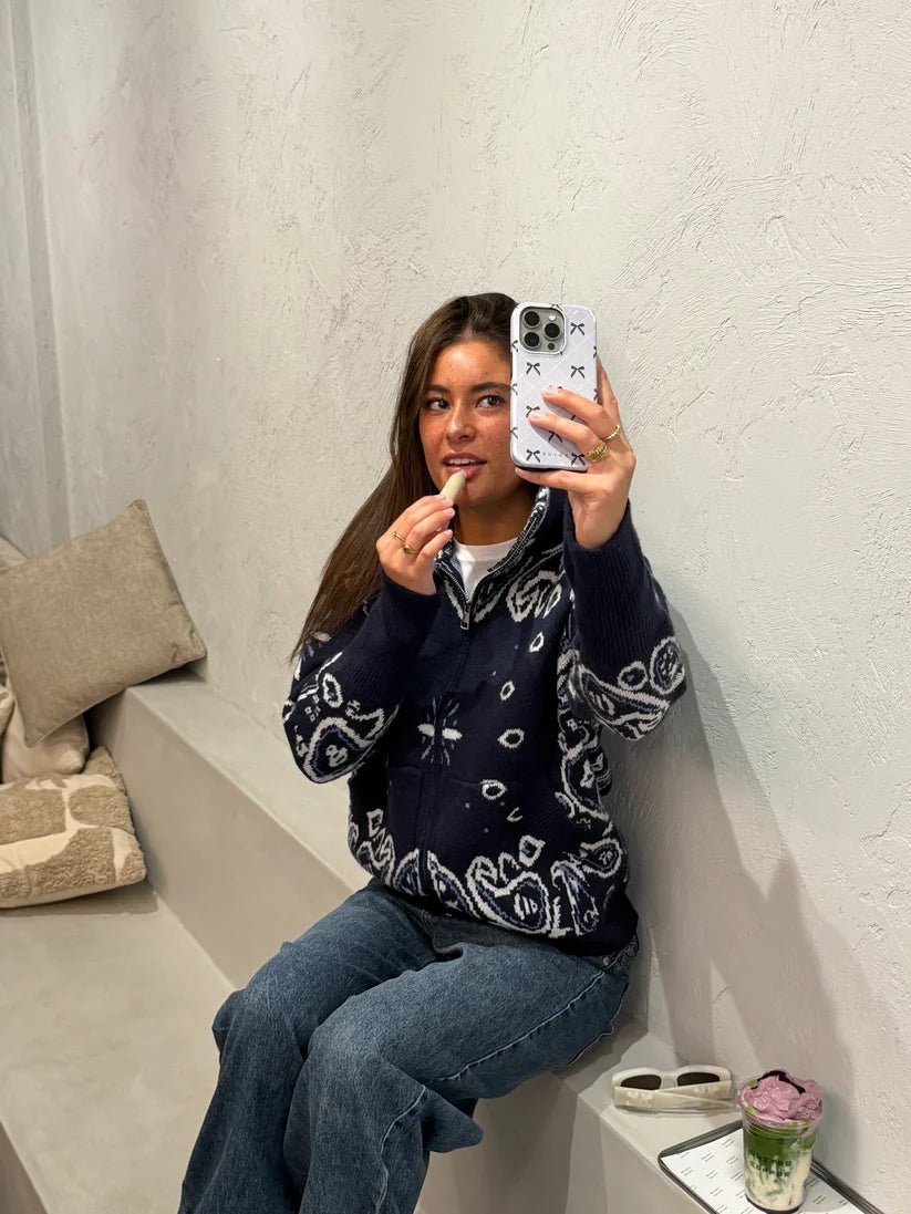 ZEYA - Melanie Paisley Zip-Up Knit Jacket