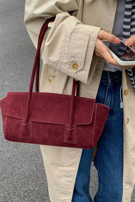 ZEYA - Melissa Vintage Faux Suede Shoulder Bag