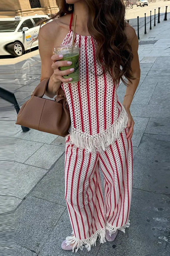 ZEYA - Mila Striped Fringe Two-Piece Set