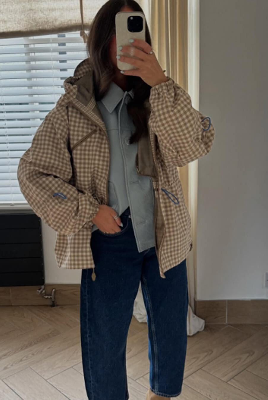 ZEYA - Miriam Plaid Hooded Trench Jacket