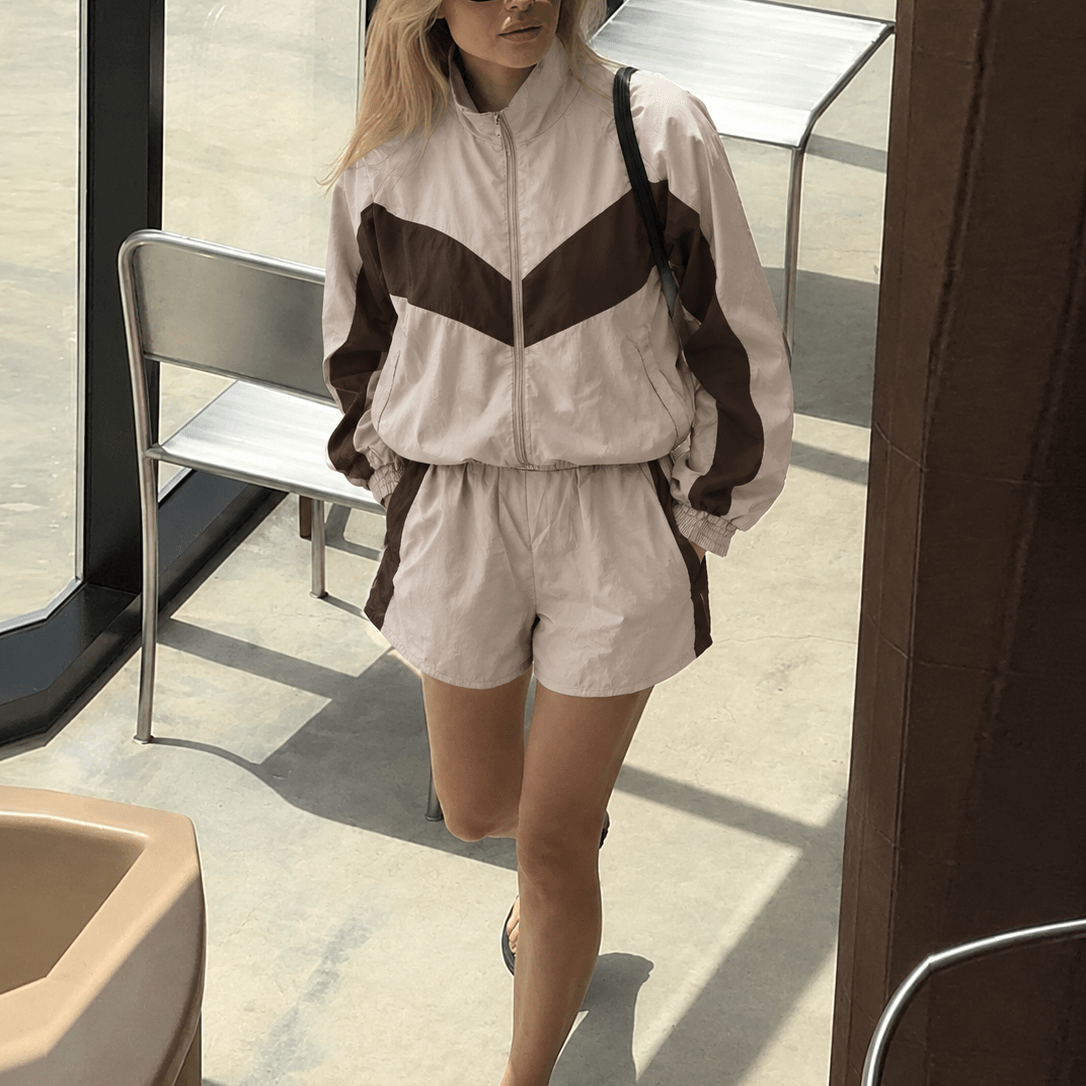 ZEYA - Nadia Colorblock Jacket and Shorts Sport Set