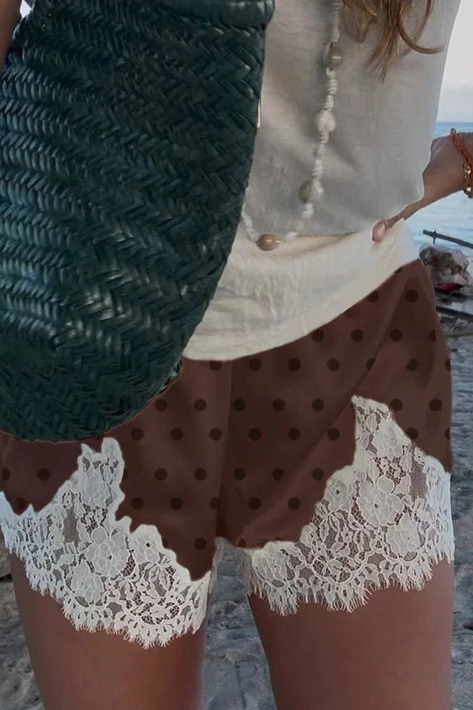 ZEYA - Natasha Polka Dot Lace Trim Shorts