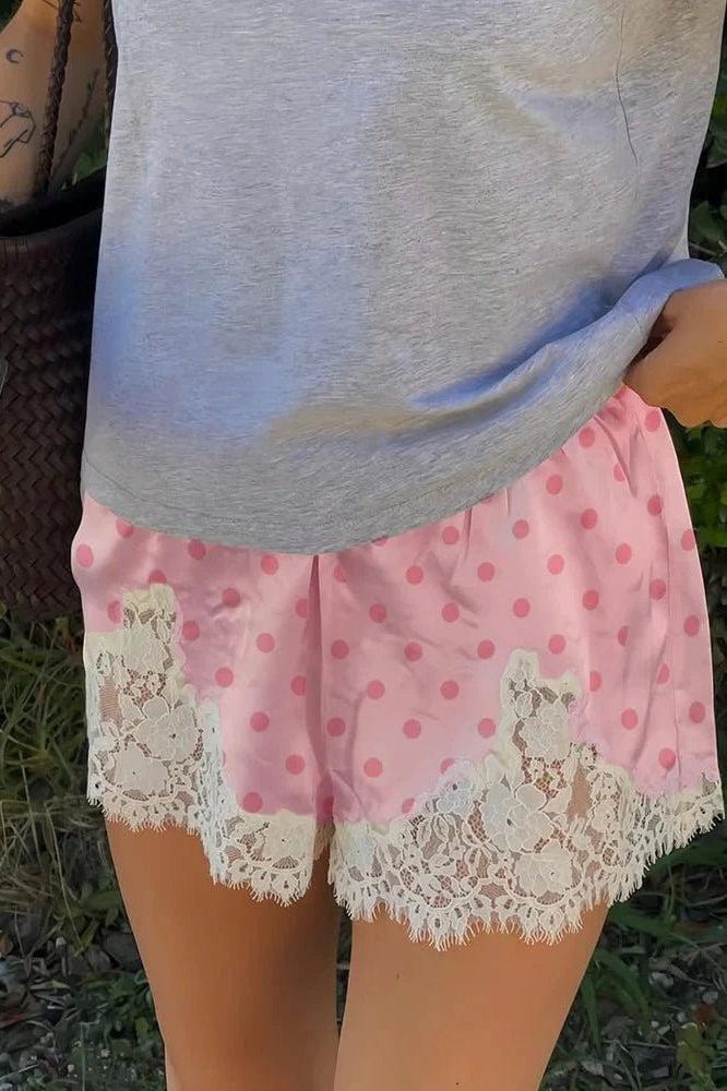 ZEYA - Natasha Polka Dot Lace Trim Shorts