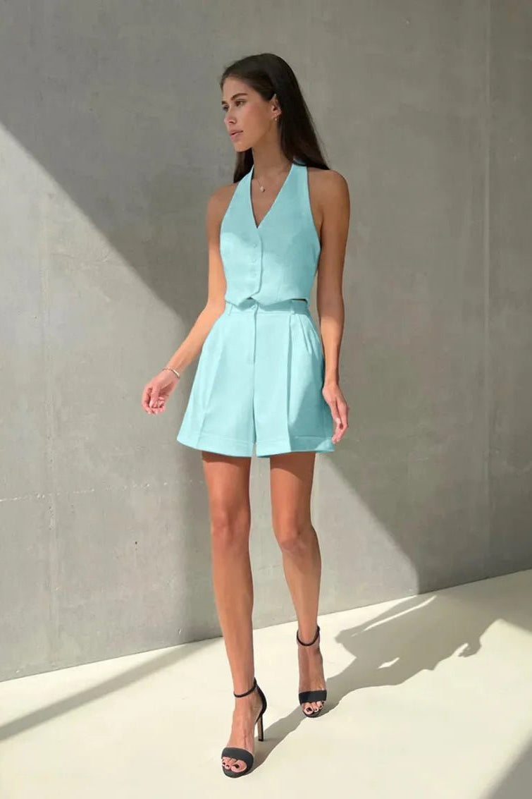 ZEYA - Nicole Tailored Halter Vest & Shorts Set