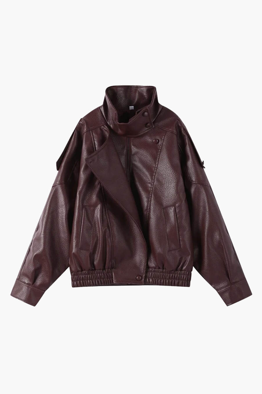 ZEYA - Nikka Faux Leather Stand Collar Jacket