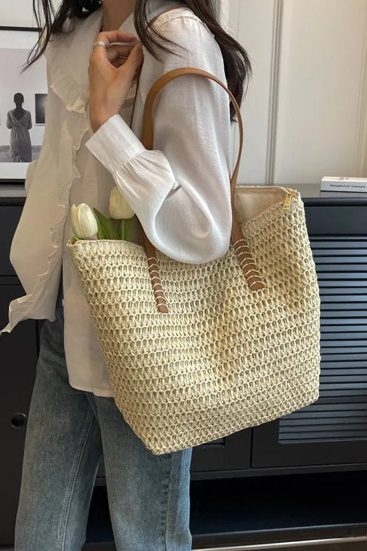 ZEYA - Nora Woven Straw Beach Tote