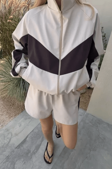 ZEYA - Sandra Chevron Windbreaker Shorts Set