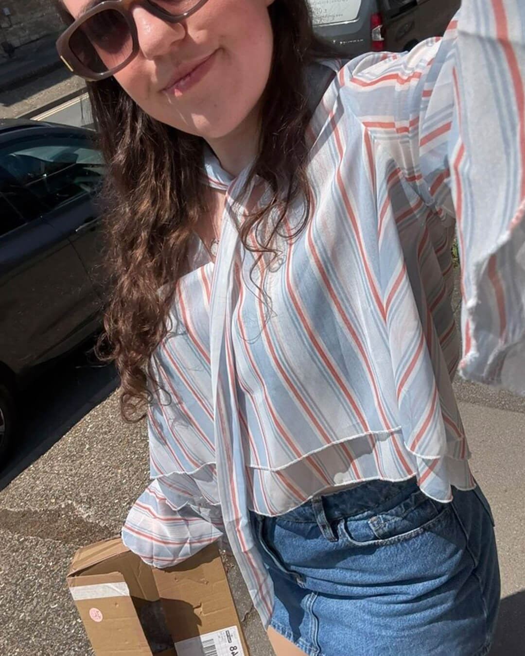 ZEYA - Sandra Stripe Ruffle Tie-Neck Blouse