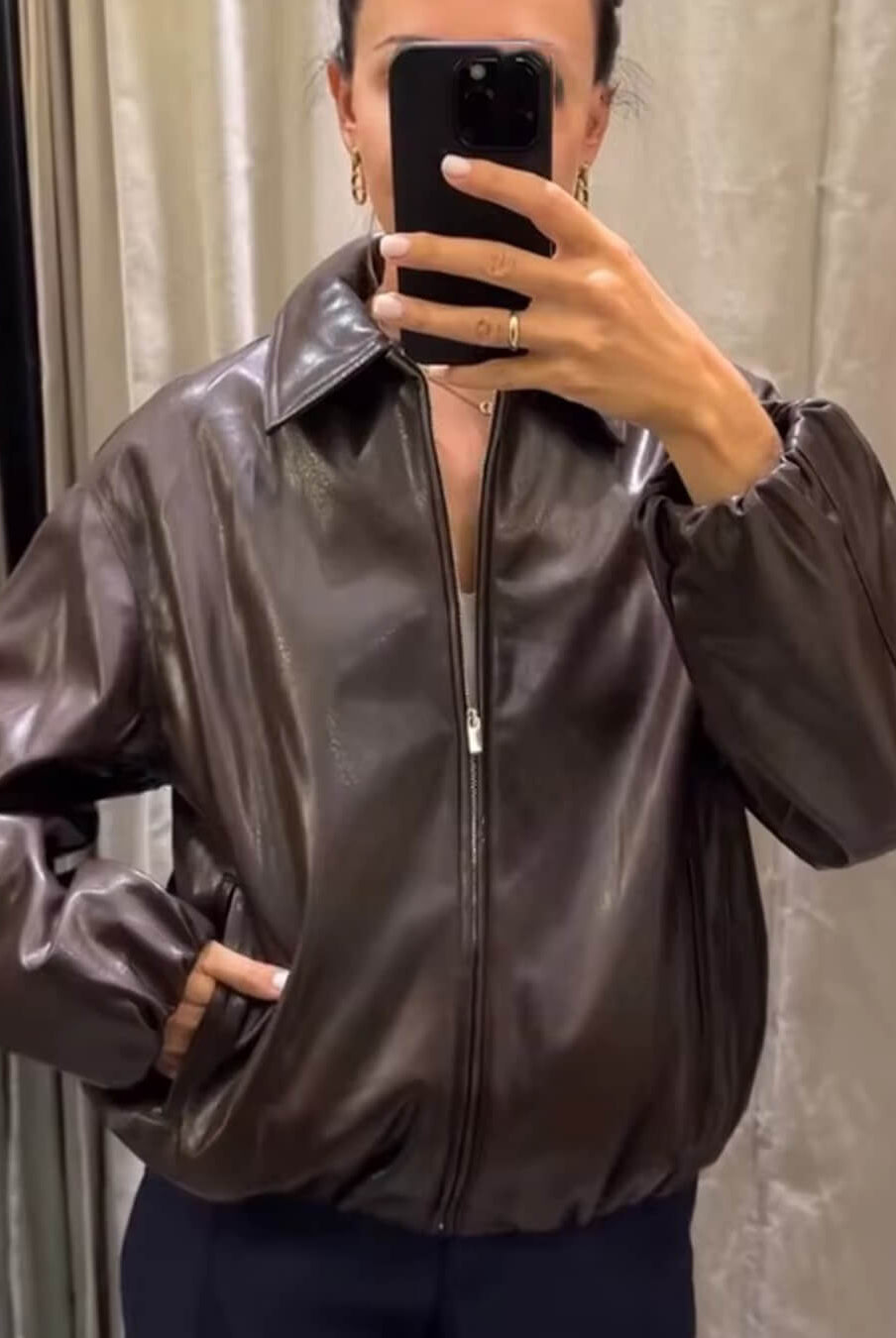 ZEYA - Sienna Faux Leather Bomber Jacket