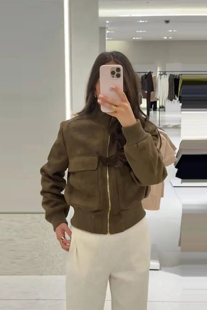 ZEYA - Solane Stand Collar Bomber Jacket