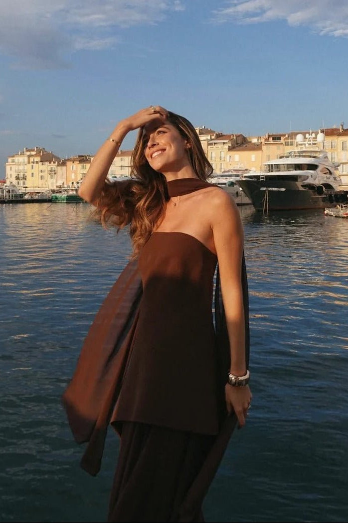 ZEYA - Sophia Asymmetric Sheer Maxi Dress