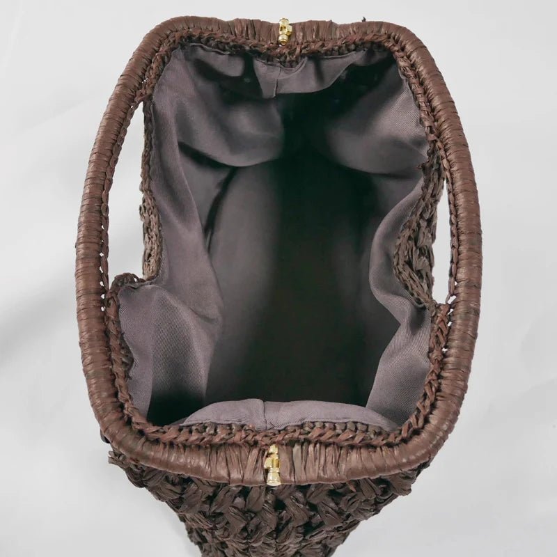 ZEYA - Sophia Woven Straw Shell Clutch