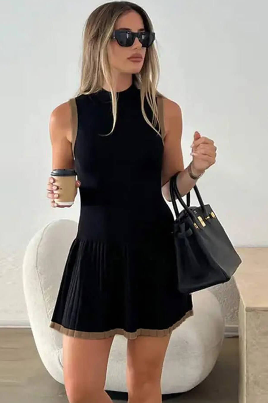 ZEYA - Sophie Drop-Waist Contrast Knit Dress