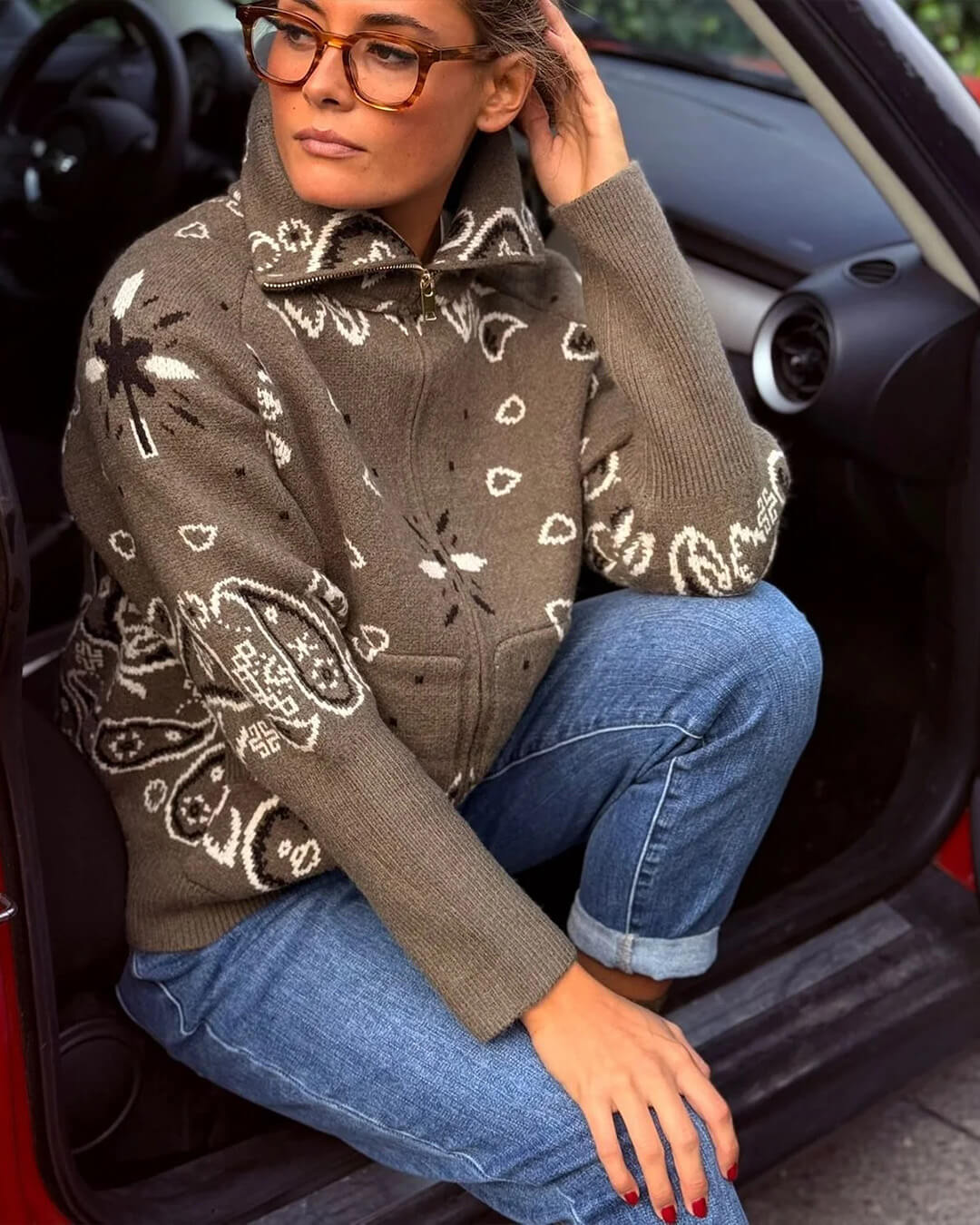 Stacey Paisley Strick-Cardigan