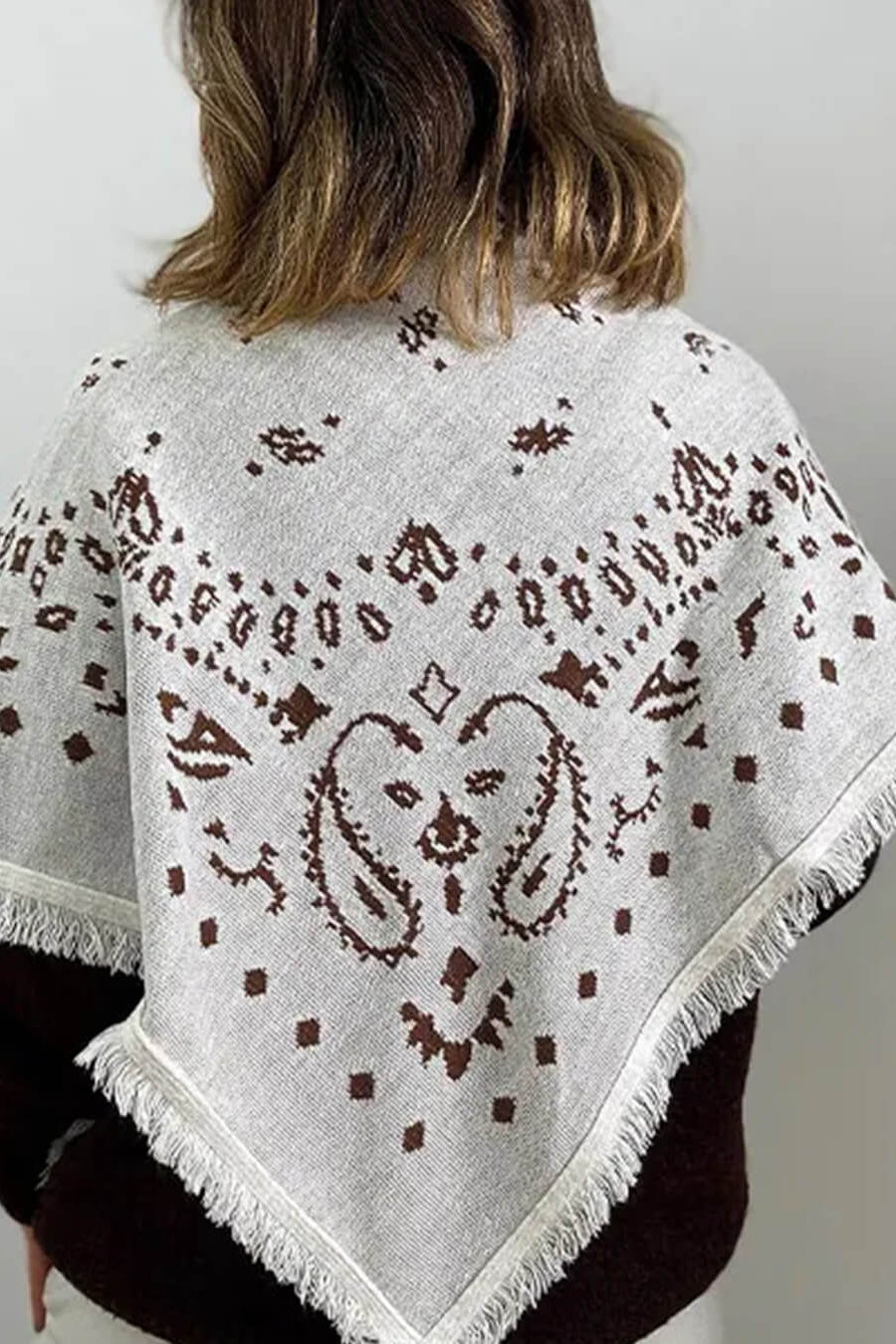 ZEYA - Terry Knitted Fringed Square Scarf