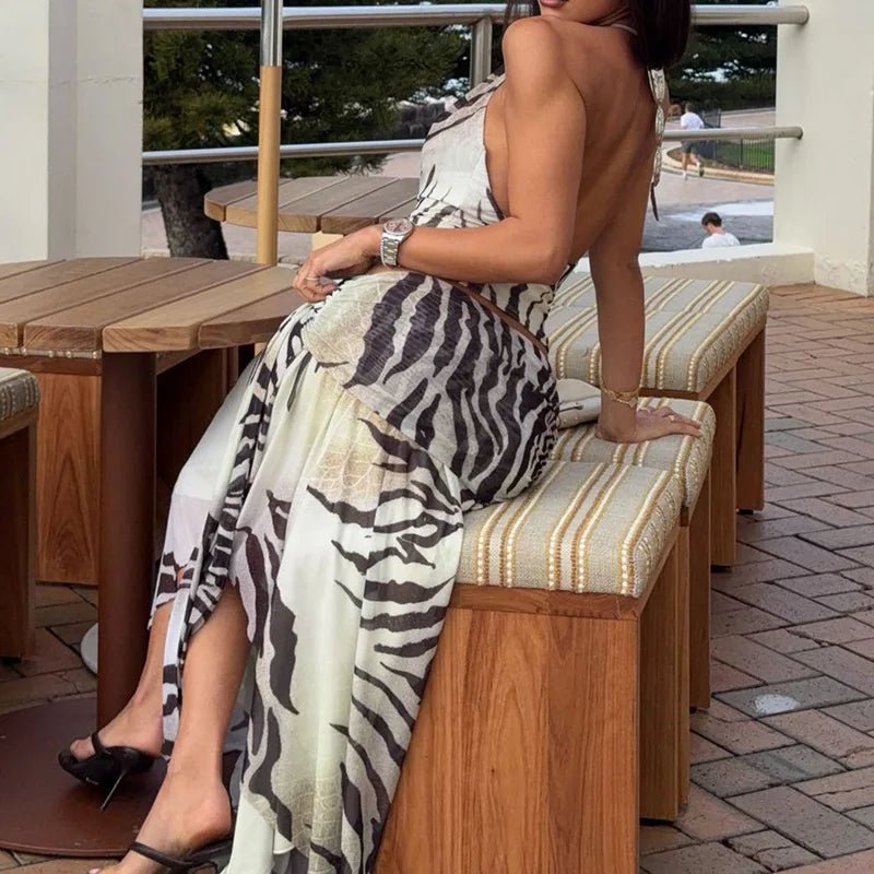 ZEYA - Trinity Halter Vest Leopard Skirt Set