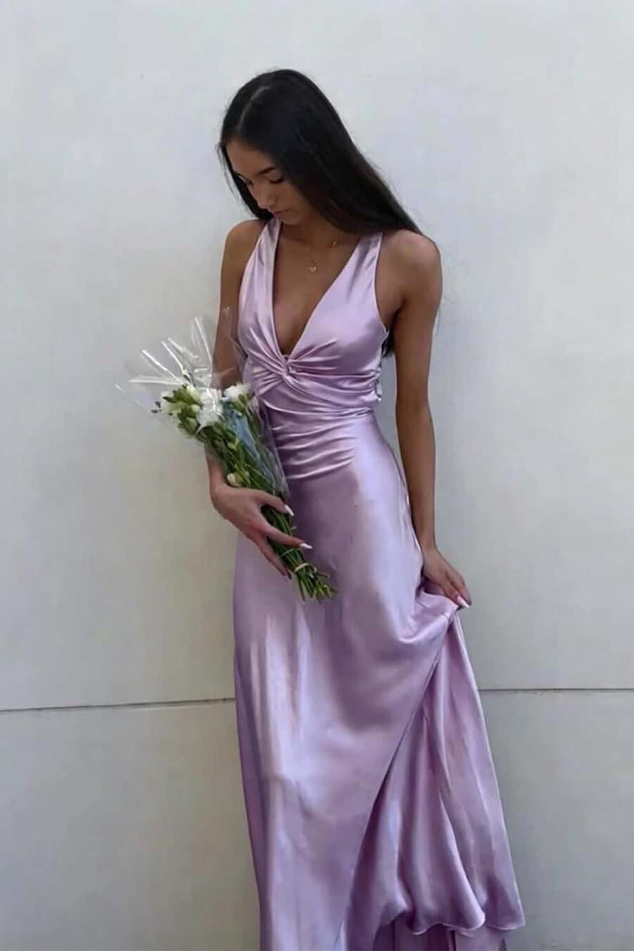 ZEYA - Venus Satin Open Back Maxi Dress