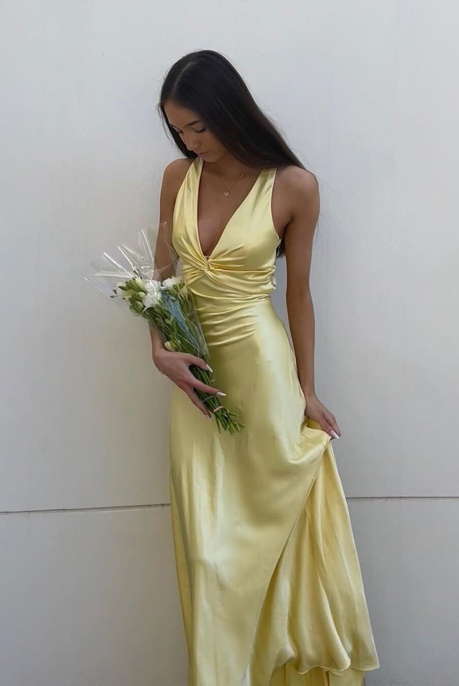 ZEYA - Venus Satin Open Back Maxi Dress