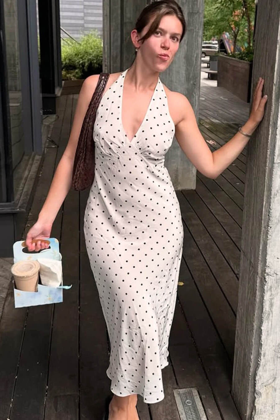 ZEYA - Zoe Polka Dot Halter Midi Dress