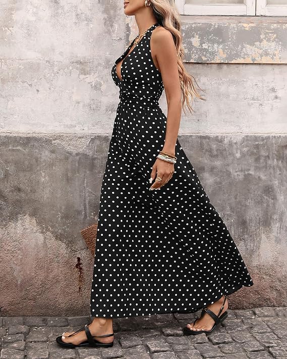 ZEYA - Zoe Polka Dot Halter Midi Dress