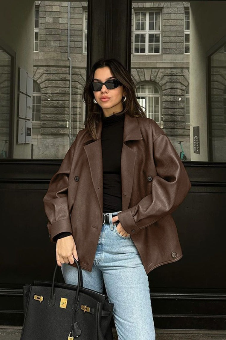 Helen vintage kabát z umělé kůže