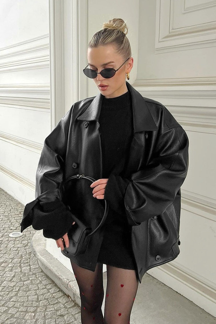 Helen vintage kabát z umělé kůže